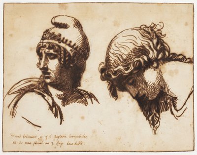 En kvinnes og et kjæledyrs hode av Jacques Louis David