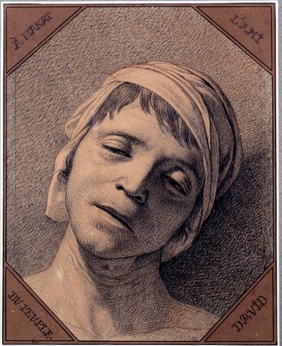 Studie etter naturen til hodet til Jean Paul Marat (1763-1793) myrdet 13.07.1793 Tegning av Jacques Louis David (1748-1825). Dim 0,27 x 0,21 m Versailles slottsmuseum av Jacques Louis David