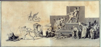 Le triumphe du peuple francais Tegning a la mine de ledet av Jacques Louis David (1748-1825) 1793 Paris, Musee Carnavalet av Jacques Louis David