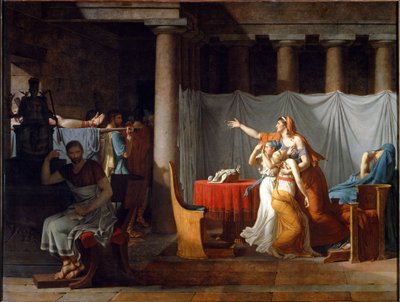 Lictors Bearing to Brutus the Bodies of his Sons - olje på lerret av Jacques Louis David