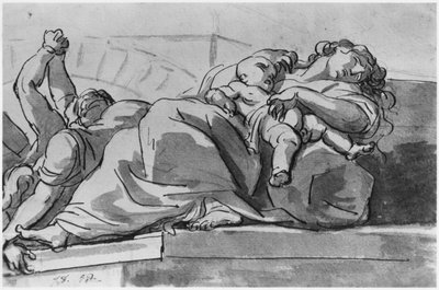 Pestepisode (penn og indisk blekkvask på papir) av Jacques Louis David
