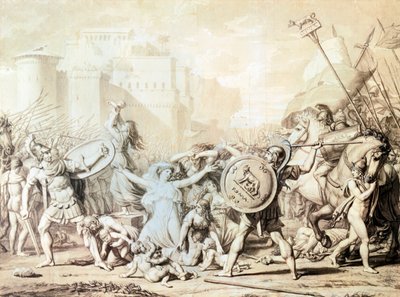 Studie for voldtekt av Sabine-kvinner (penn, blekk, akvarell og blyanttegning) av Jacques Louis David