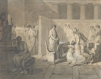 Studie for The Lictors Bringing Brutus the Bodies of his Sons, 1787. av Jacques Louis David
