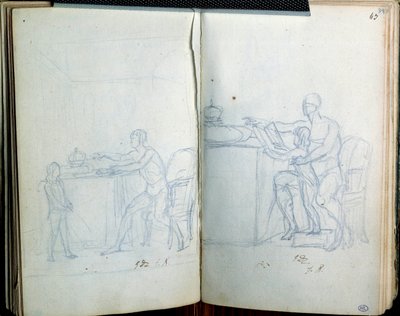 Studie for portrett av Ludvig XVI og delfinen. Tegning av Jacques Louis David (1748-1825) av Jacques Louis David