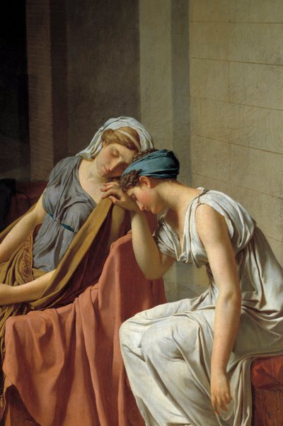 Horaces Detail-eden som representerte kvinner kollapset i smerte. Maleri av Jacques Louis David (1748-1825) 1784 Søn. 0,26x0,37 m av Jacques Louis David