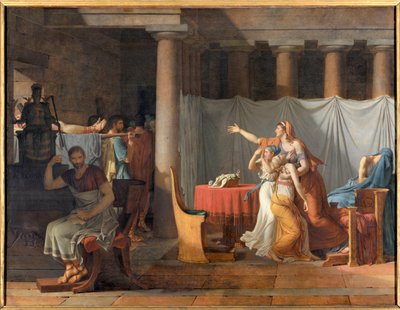 Lictors rapporterer til Lucius Junius Brutus (6. århundre f.Kr.) likene til sønnene hans Lictors som bærer likene til hans sønner til Brutus av Jacques Louis David