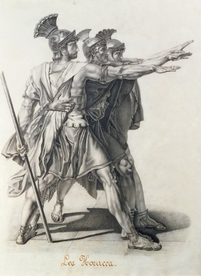 The Oath of the Horatii, detalj av Horatii (blyant) av Jacques Louis David