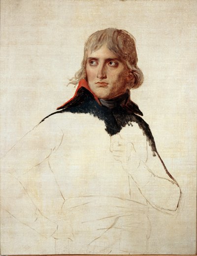 Uferdig portrett av Napoleon Bonaparte generelt - olje på lerret, ca. 1798 av Jacques Louis David