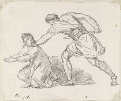 Kriger som griper en knelende figur av Jacques Louis David