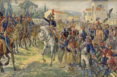 Napoleon Bonaparte ved sin ankomst til den okkuperte byen Nice av Jacques Marie Gaston Onfray de Breville (Job)