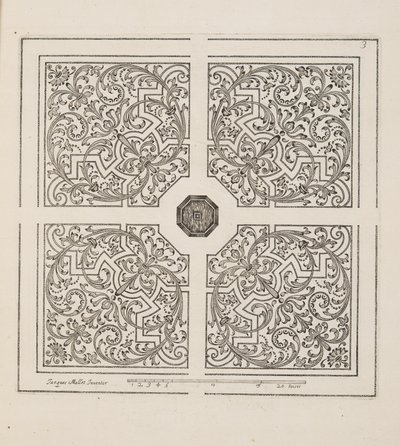 Design for Parterre, fra Theatre des Plans et Jardinages, pub.1652 (gravering) av Jacques Mollet