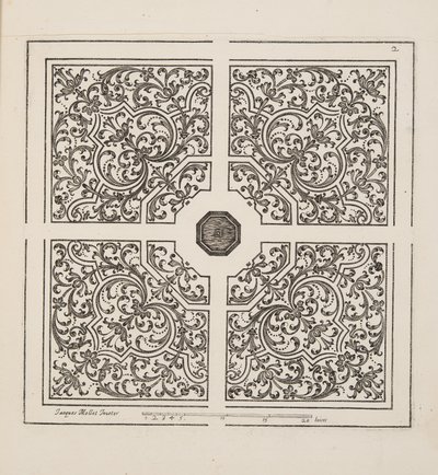 Design for Parterre, fra Theatre des Plans et Jardinages, pub.1652 (gravering) av Jacques Mollet