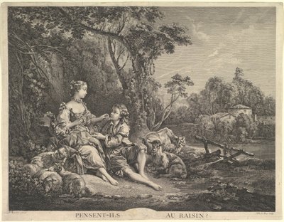 Pensant-ils au Raisin Tenker de på druen, 1700-tallet. av Jacques Philippe Le Bas