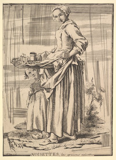 Omvendt kopi av Noisettes Nøtteknekkere, fra Les Cris de Paris The Cries of Paris, 1700-tallet. av Jacques Philippe Le Bas