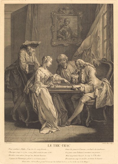 Le tric-trac av Jacques Philippe Le Bas after Charles Eisen