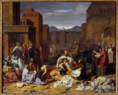 Pesten. Maleri av Jacques Pilliard (1814-1898) av Jacques Pillard
