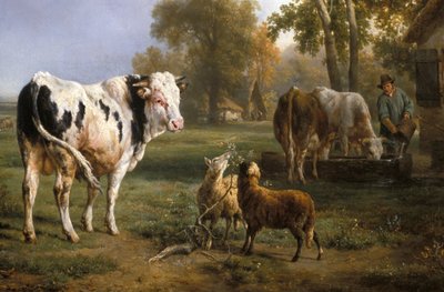 "Hvit okse og andre dyr" (maleri) av Jacques Raymond Brassacat