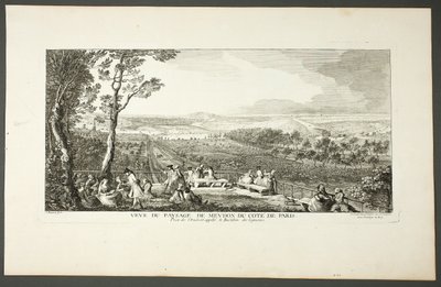 Landskapsutsikt over Meudon mot Paris av Jacques Rigaud
