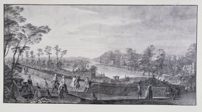 Den kunstige elven, Lord Burlington's Chiswick Villa (penn og blekk med vask på papir) av Jacques Rigaud