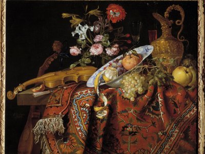 Stilleben med fiolin og akvamarin Maleri av Jacques Samuel Bernard (1615-1687) av Jacques Samuel Bernard