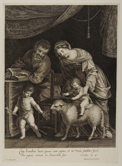 Holy Family With Saint John, gravert av Gilles Rousselet (gravering) av Jacques Stella