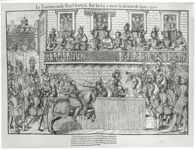 Turnering hvor Henri II mottok et dødelig sår, 30. juni 1559 av Jacques Tortorel