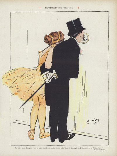 Illustrasjon for Le Rire (farge litho) av Jacques Wely