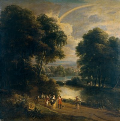 Landskap langs en elv (olje på lerret) av Jacques d