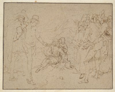 Job på en møkkbakke, prøvd av vennene hans av Jacques de Gheyn II