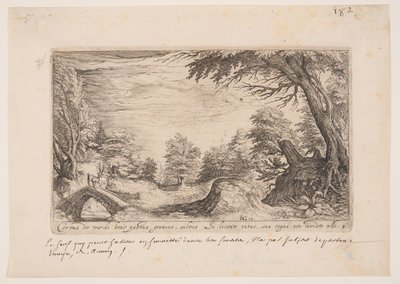 Landskap med en hjort på en bro, fra Landskap av Jacques de Gheyn II