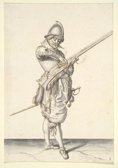 Soldat forbereder seg på å skyte en kalver av Jacques de Gheyn II
