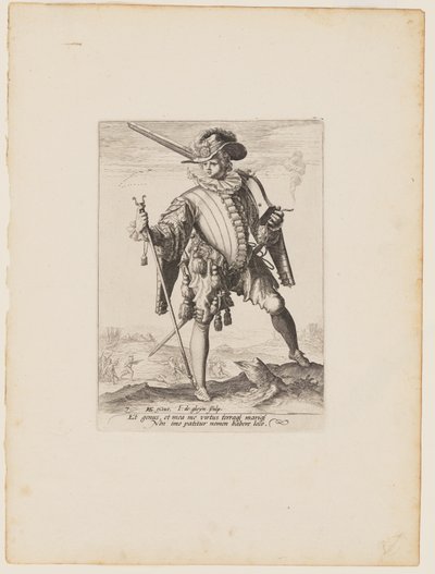 Soldat med Arquebus, fra offiserer og soldater fra livvakten til keiser Rudolf II av Jacques de Gheyn II