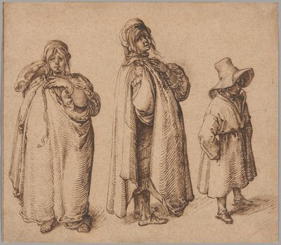 To studier av en romkvinne og en romgutt med stor hatt av Jacques de Gheyn II