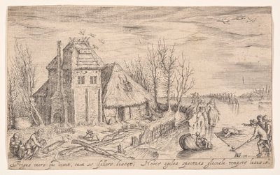 Vinterlandskap med skøyteløpere, fra Landskap av Jacques de Gheyn II