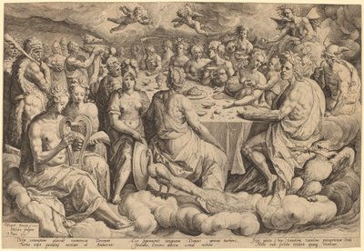 Bankett av gudene ved bryllupet til Peleus og Thetis av Jacques de Gheyn II, after Crispen van den Broecke