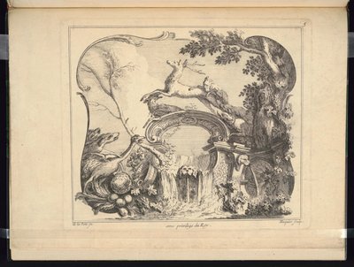 Design for Cartouche Forming a Bridge (Horisontal) av Jacques de Lajoüe