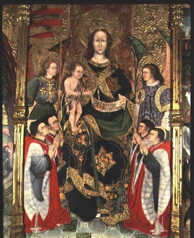 Madonna og barn, sentralpanelet til Paeria-altertavlen dedikert til St. Michael av Jaime Ferrer II