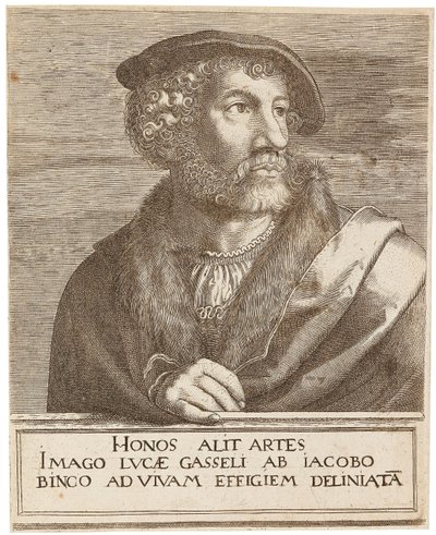 Portrett av kunstneren Lucas Gassel. av Jakob Binck