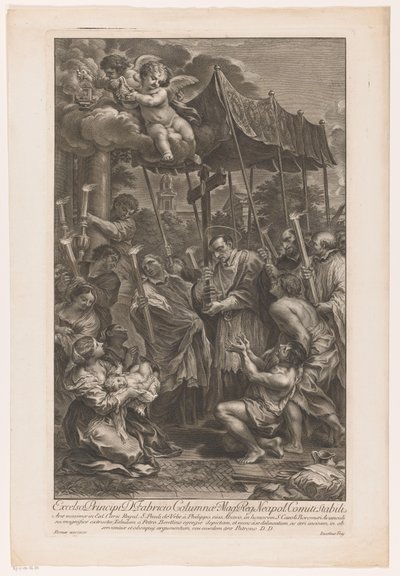 Saint Charles Borromeo bærer et krusifiks sammen med ofre for pesten av Jakob Frey (I)