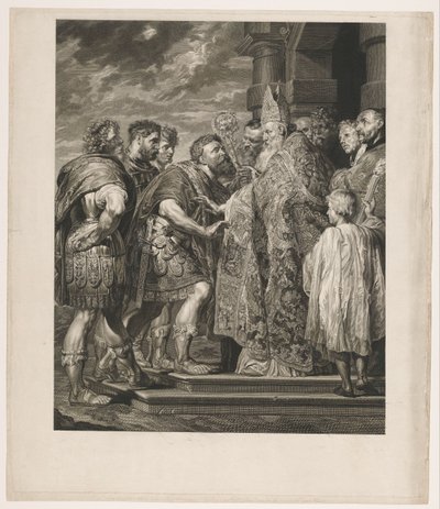 H. Ambrosius nekter keiser Theodosius inngang til kirken i Milano av Jakob Matthias Schmutzer