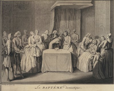 En husdåp (gravering) av Jakob van der Schley