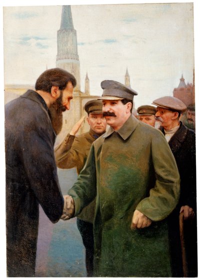 Josef Stalin og geofysikeren Otto Y Schmidt, 1930-tallet av Jakov Kalinichenko