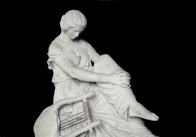 Sapho (eller Sappho, 7. århundre f.Kr.), gresk dikter av antikken. Marmorskulptur av James Pradier (1790-1852) av James Pradier