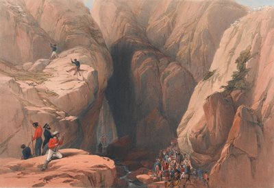 'Inngang til Kojak-passet fra Parush', ca. 1839 (litografi, tonet) av James (after) Atkinson