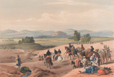 The Approach to the Fortress of Kwettah [sic], ca. 1839 (litografi, tonet) av James (after) Atkinson