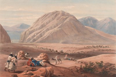 'Utsikt over fjellet Baba-Naunee', ca. 1839 (litografi, tonet) av James (after) Atkinson
