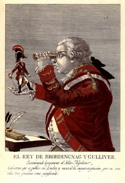 Kongen av Brobdingnac og Gulliver av James (after) Gillray