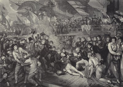 Admiral Lord Nelsons død i slaget ved Trafalgar av James (after) Heath