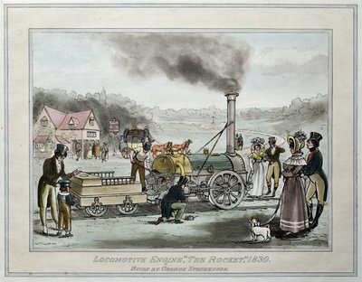 Lokomotivmotor, "The Rocket," bygget av George Stephenson av James (after) Naysmith