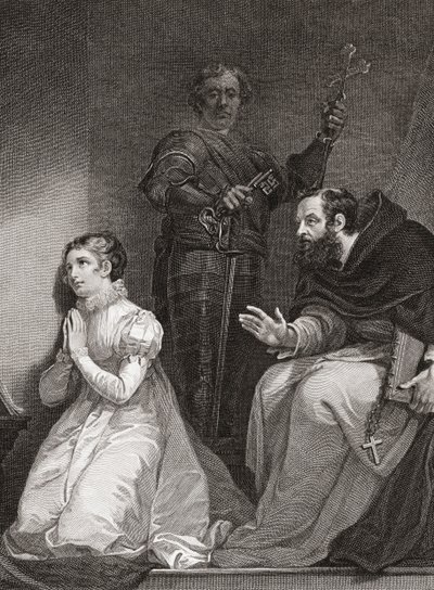 John Feckenham besøker Lady Jane Gray i Tower of London (trykk) av James (after) Northcote